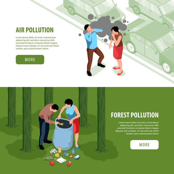 Air Pollution Horizontal Banners - Vector, Image