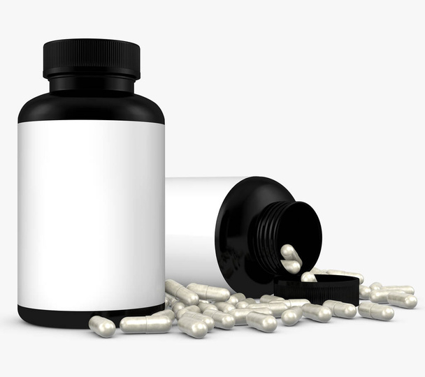 Realistyczny szablon 3D butelki makiety na białym tle.Rendering 3D, ilustracja 3D - Zdjęcie, obraz