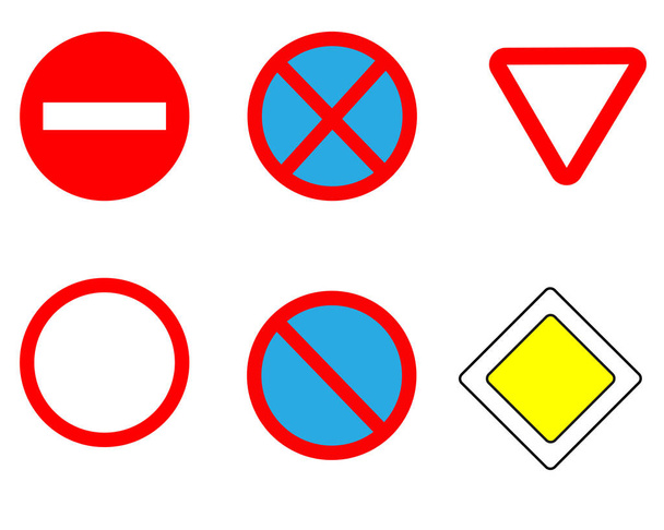 Дорожные знаки на белом фоне
 - Фото, изображение