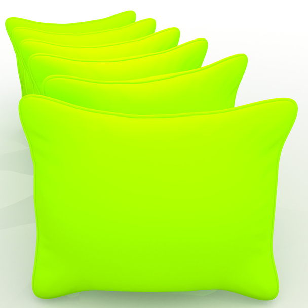 3 d の明るい緑の枕 - 写真・画像