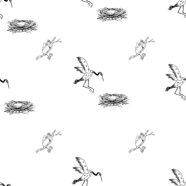 Storks isolated on white background - Vector, Imagen
