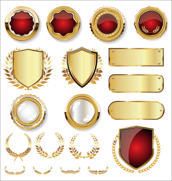 Collection of golden badges and labels retro style - Vektori, kuva