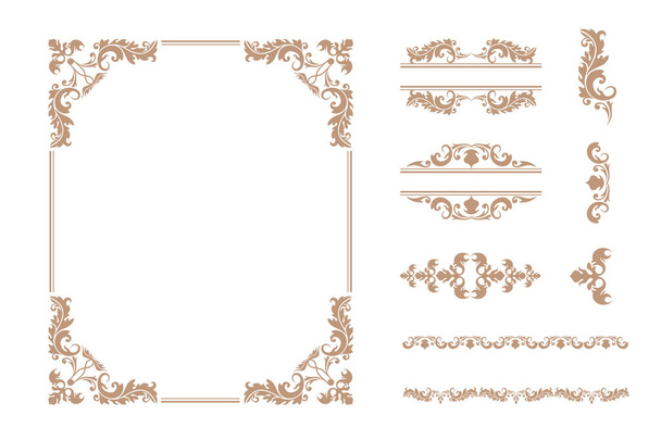 Set of various luxury vintage ornament frame and decorative classical delimiter vector illustration - Vector, Image