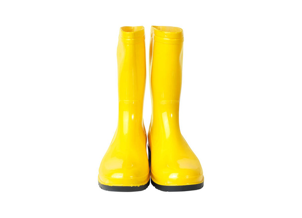 Yellow rain boots isolated on white background. - Φωτογραφία, εικόνα