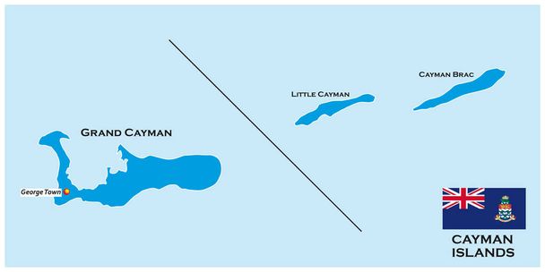 Mappa dettagliata delle Isole Cayman con la bandiera, Regno Unito
 - Vettoriali, immagini