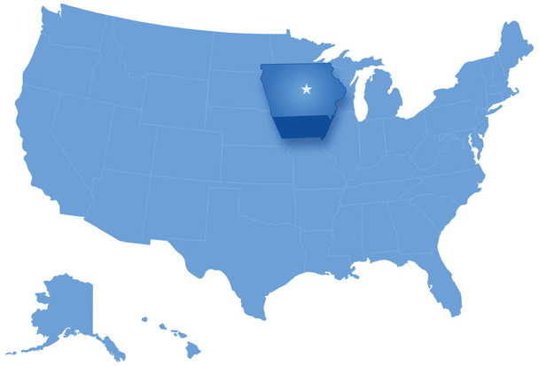 χάρτη των Πολιτειών των Ηνωμένων Πολιτειών όπου έβγαλε Αϊόβα - Διάνυσμα, εικόνα