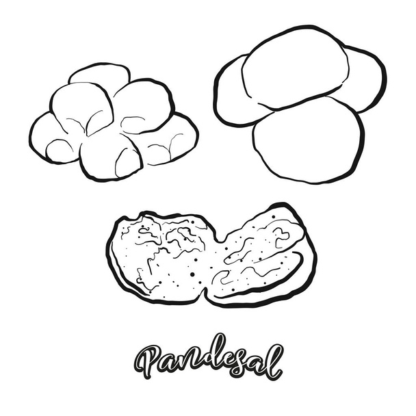 白で区切られたパンデザートのスケッチ。通常フィリピンで知られている甘いパンのベクトル図面。フードイラストシリーズ. - ベクター画像