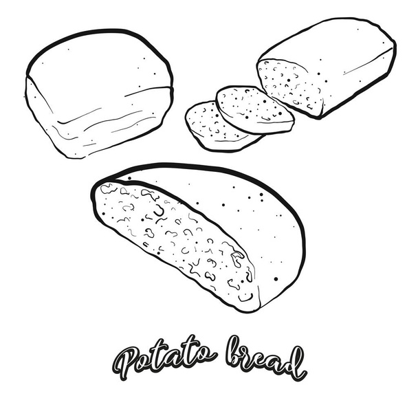 Картофельный набросок хлеба разделен на белый. Векторный рисунок "Ливенед" или "Опресноков", обычно известный в Америке. Продовольственные иллюстрации
. - Вектор,изображение