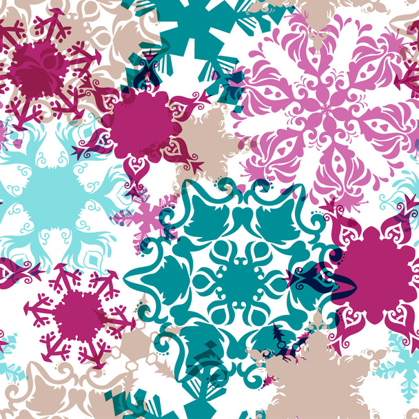 Christmas pattern with delicate snowflakes - Vektori, kuva