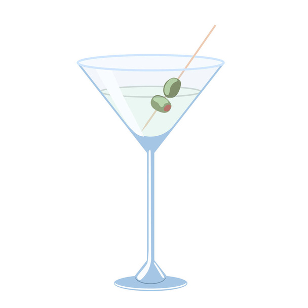 Martini with olives isolate on a white background. Vector image - Vector, Image
