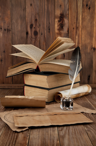 Old books and pen - Photo, Image