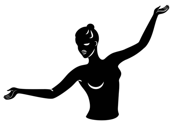 Lady silhouette. Silhouettes of the hands and head of a girl. Graceful woman. Vector illustration. - Vector, Image