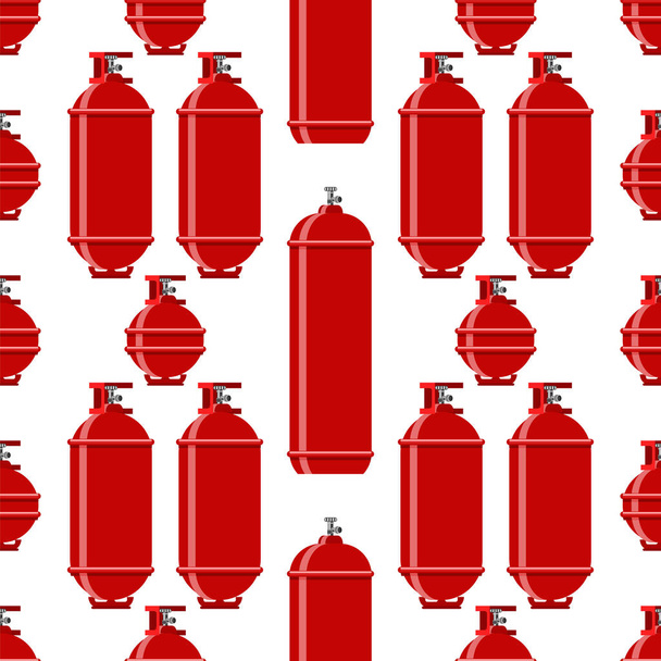 Tanque de gás vermelho sem costura padrão isolado em fundo branco. Recipiente de cilindro metálico para propano
 - Foto, Imagem