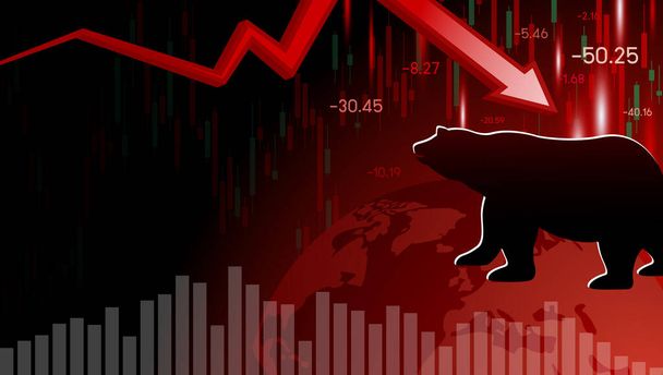 A gazdasági válságvektor szemléltetésének medvepiaci kialakítása - Vektor, kép