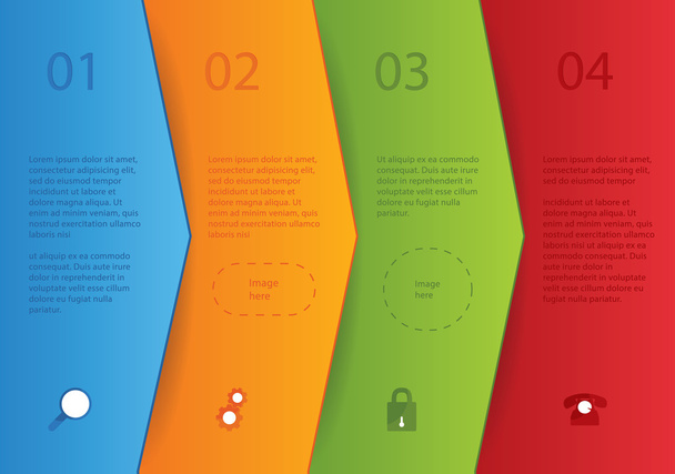 Creative vector template - four arrows in different colors with - Vektor, obrázek