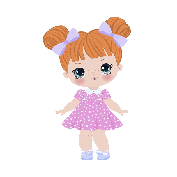 Cute little girl. Cartoon vector illustration - Vector, Image
