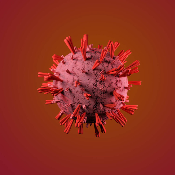 Coronavirus covid-19 3d solu eristetty punaisella pohjalla
. - Valokuva, kuva