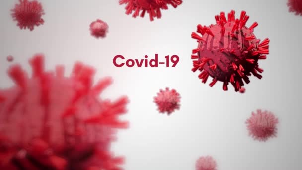 Coronavirus (Covid-19) sejtek reális 3D animációban. Pandémiás vírus. Biológiai veszély. Fehér háttér. - Felvétel, videó