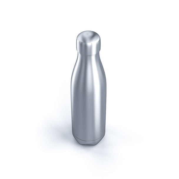 reusable steel bottle on a white background. 3d render. - Foto, Bild