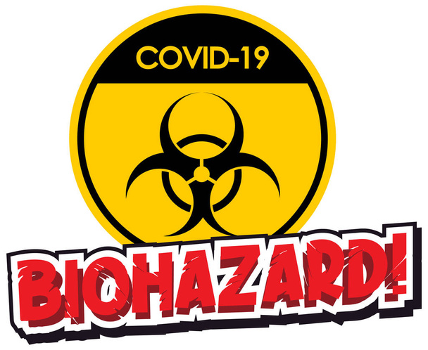 Projeto de cartaz para o tema coronavírus com ilustração de sinal de risco biológico - Vetor, Imagem