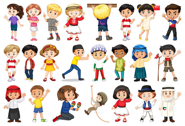 Grote set kinderen die verschillende activiteiten illustratie - Vector, afbeelding