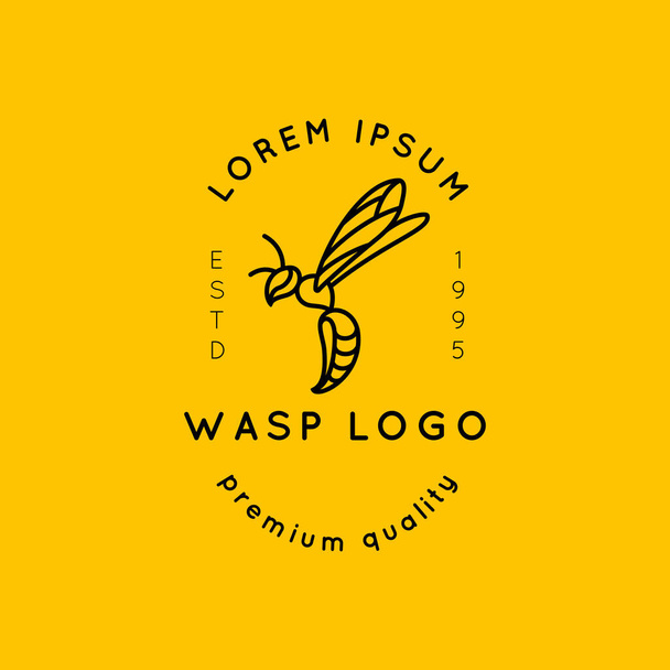 Plantilla Wasp Logo Design en un estilo lineal minimalista. Vector Bee Icon. Emblema de insectos para productos orgánicos y cosméticos
 - Vector, imagen