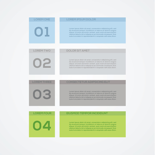 Vector modern design template. Four steps in different colors. - Vector, imagen