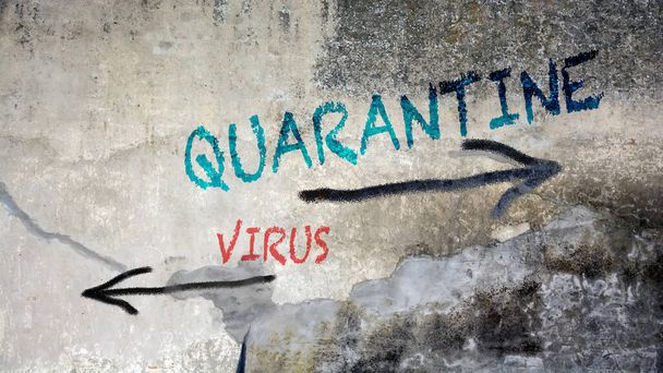 Sokak İşareti Virüse Karşı Karantina Yolu - Fotoğraf, Görsel