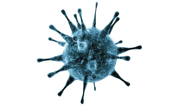インフルエンザウイルス細胞の顕微鏡観察。3D医療イラスト - 写真・画像