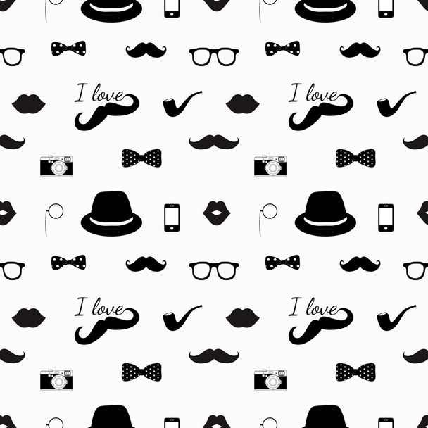 Hipster Black and White Seamless Pattern - Διάνυσμα, εικόνα