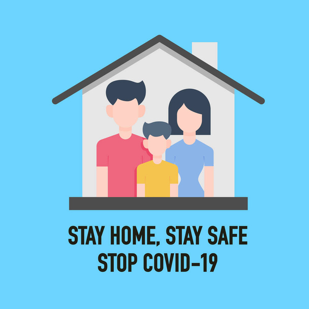 Stay home, Stay safe, Save lives signage vector design concept. Stop Covid-19 Coronavirus Novel Coronavirus (2019-nCoV), protect yourself and help prevent spreading the virus to others. Vector illustration. - Vektör, Görsel