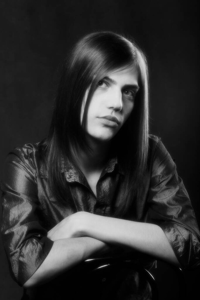 young man with long hair - Fotó, kép