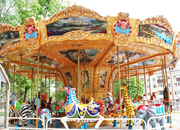 Children's carousel in an amusement park, an amusement park. - Photo, Image