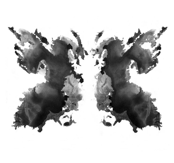 Rorschach test made with ink blot . Psychological test. Silhouette of black butterfly isolated. - Photo, Image