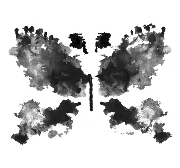 Тест Роршаха, сделанный с чернильным пятном. Психологический тест. Силуэт черной бабочки изолирован
. - Фото, изображение