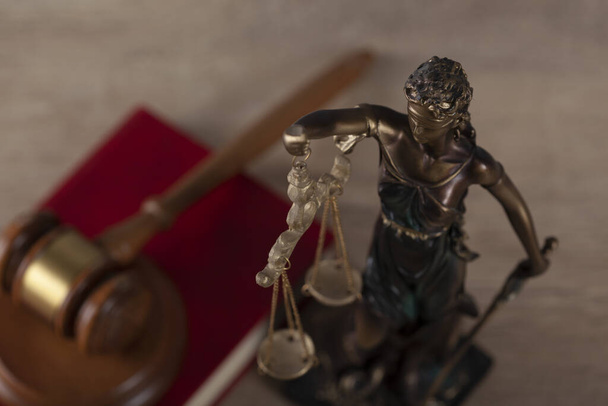 lady justice with judge on book  on table - Foto, immagini