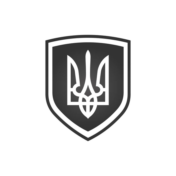 Brasão de armas da Ucrânia no escudo, emblema ucraniano nacional tridente, ilustração Stock Vector isolado
 - Vetor, Imagem