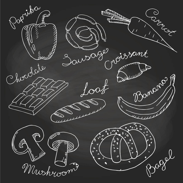 juego de pluma dibujo comida en negro
 - Vector, imagen