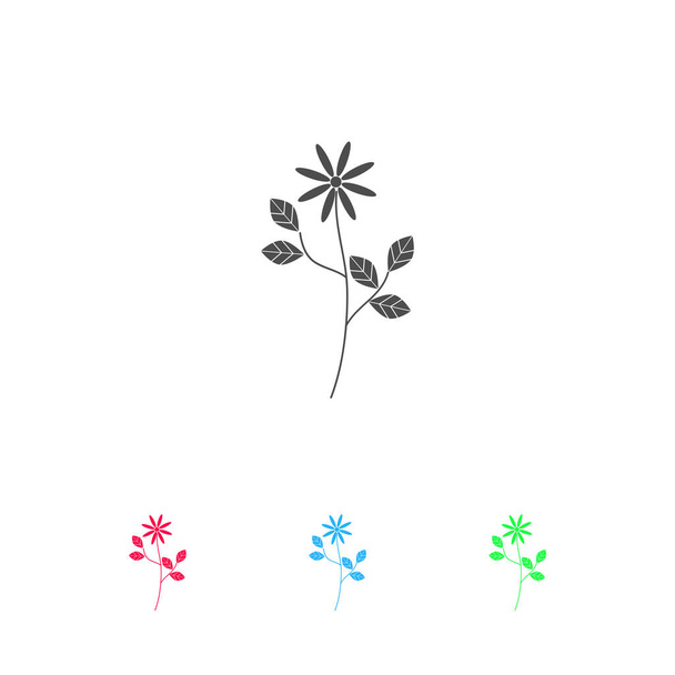 Квіткова іконка плоска. Кольорова піктограма на білому тлі. Векторні ілюстрації символ і бонусні піктограми
 - Вектор, зображення
