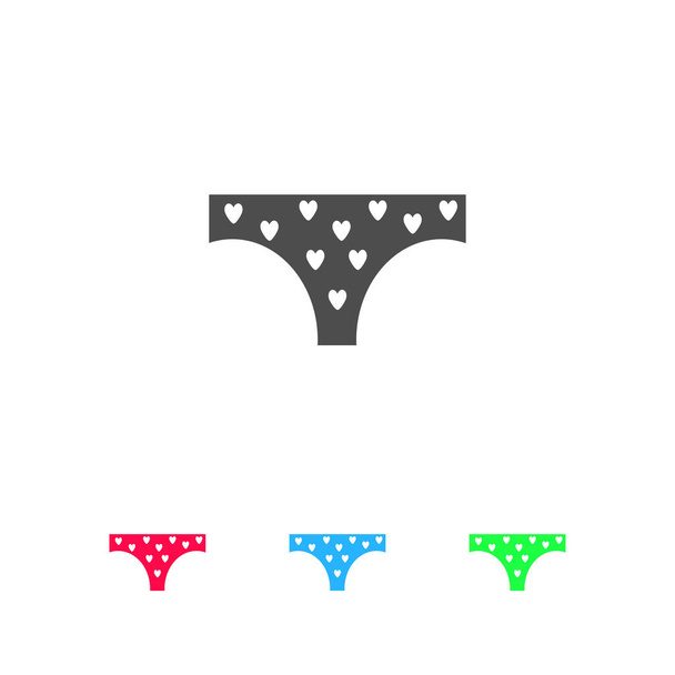 Panties for women in heart icon flat. Color pictogram on white background. Vector illustration symbol and bonus icons - Vector, Image