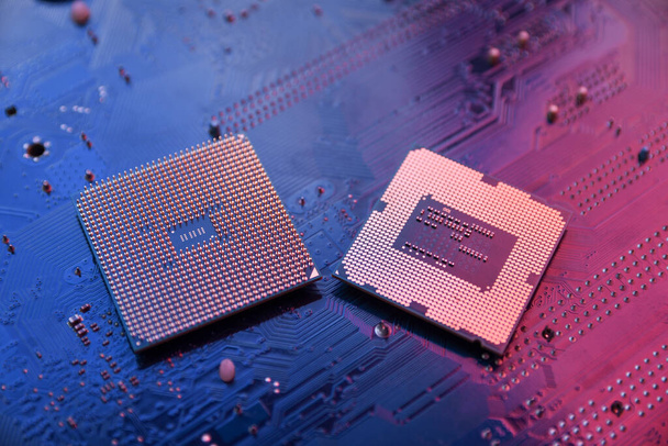 Circuit board. Technologie achtergrond. Centrale Computer Processoren CPU concept.Een Moederbord digitale chip.AI.Close-up - Foto, afbeelding