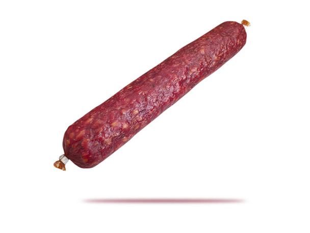 whole salami sausage isolated on a white background - Photo, Image