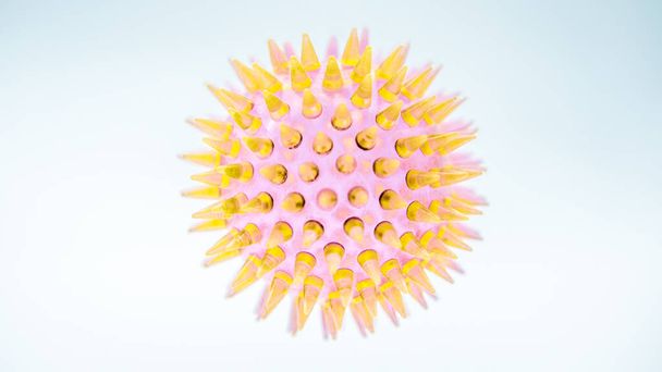 コロナウイルスの危険性と公衆衛生上のリスク疾患。Covid-19コロナウイルスインフルエンザは、危険な細胞を用いたパンデミック医療の概念として危険なウイルス株の場合として. - 写真・画像