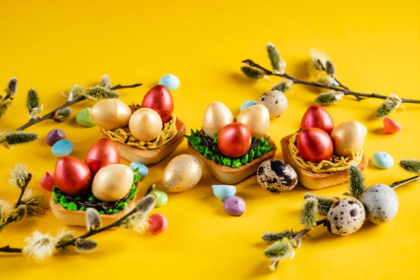 Easter pastries on the yellow background - Fotó, kép