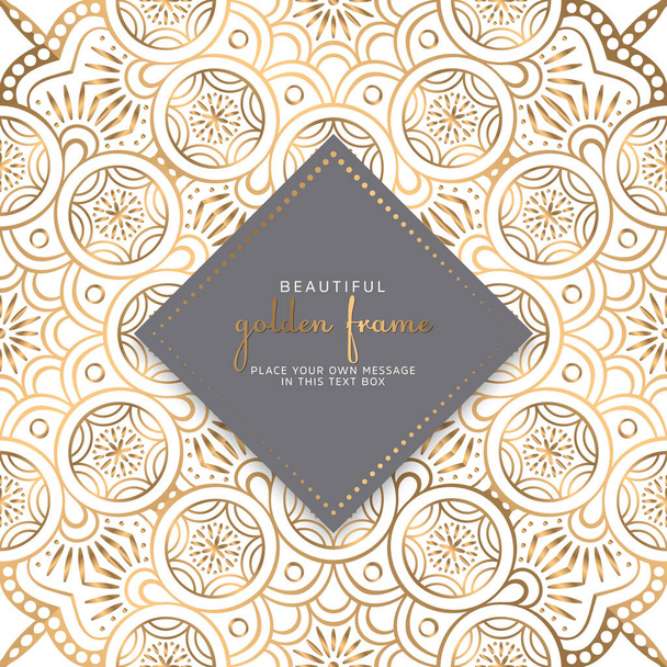 luxury ornamental mandala design background in gold color vector - Вектор,изображение