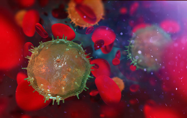 Kiinalainen koronavirus 2019-nCov mikroskoopin alla. 3d kuva
 - Valokuva, kuva