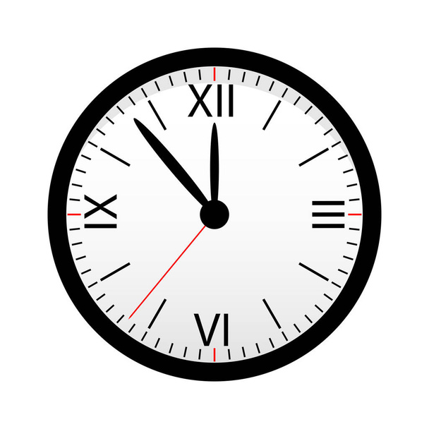 Zwart horloge met pijlen en wijzerplaat geïsoleerd op een witte achtergrond. Ontwerp-element. - Vector, afbeelding