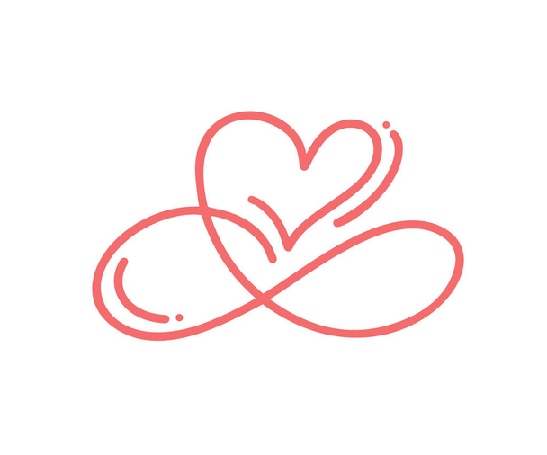 Heart love logo with Infinity sign. Design flourish element for valentine card. Vector illustration logo. Romantic symbol wedding. Template for t shirt, banner, poster - Vector, Image