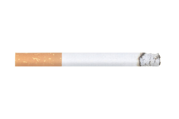Brennende Zigarette isoliert auf weißem Hintergrund - Foto, Bild