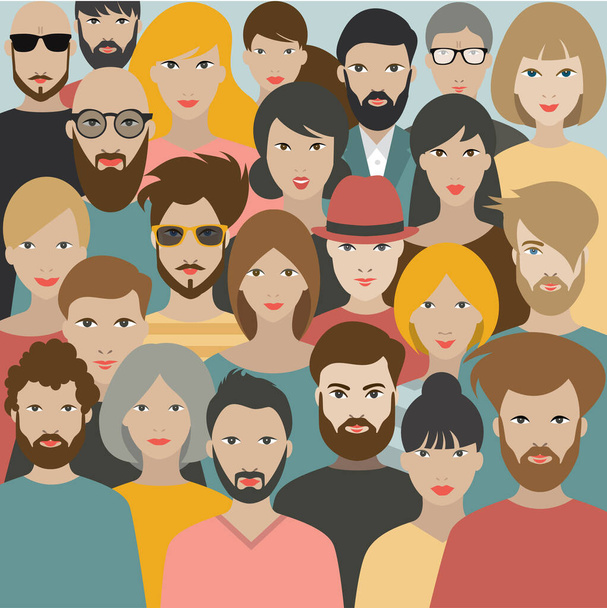 Crowd of people. A big group of different people. Vector. - Vector, Image